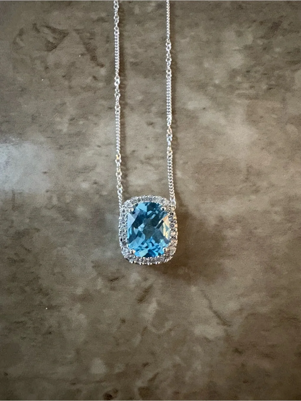 Sterling Silver Diamond & Blue Topaz Pendant Necklace